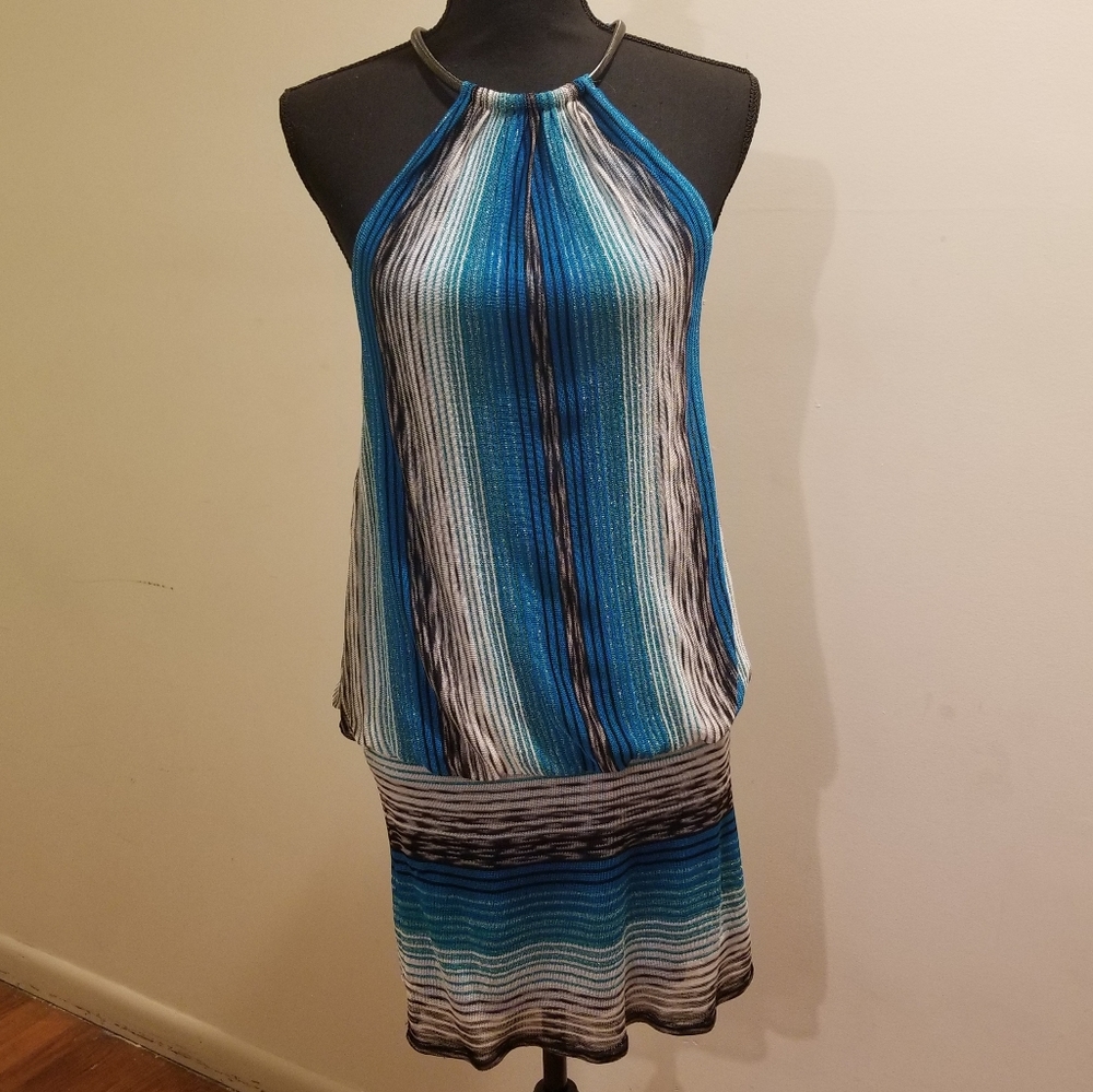 Laundry Shelli Segal Blue dress adjustable neck